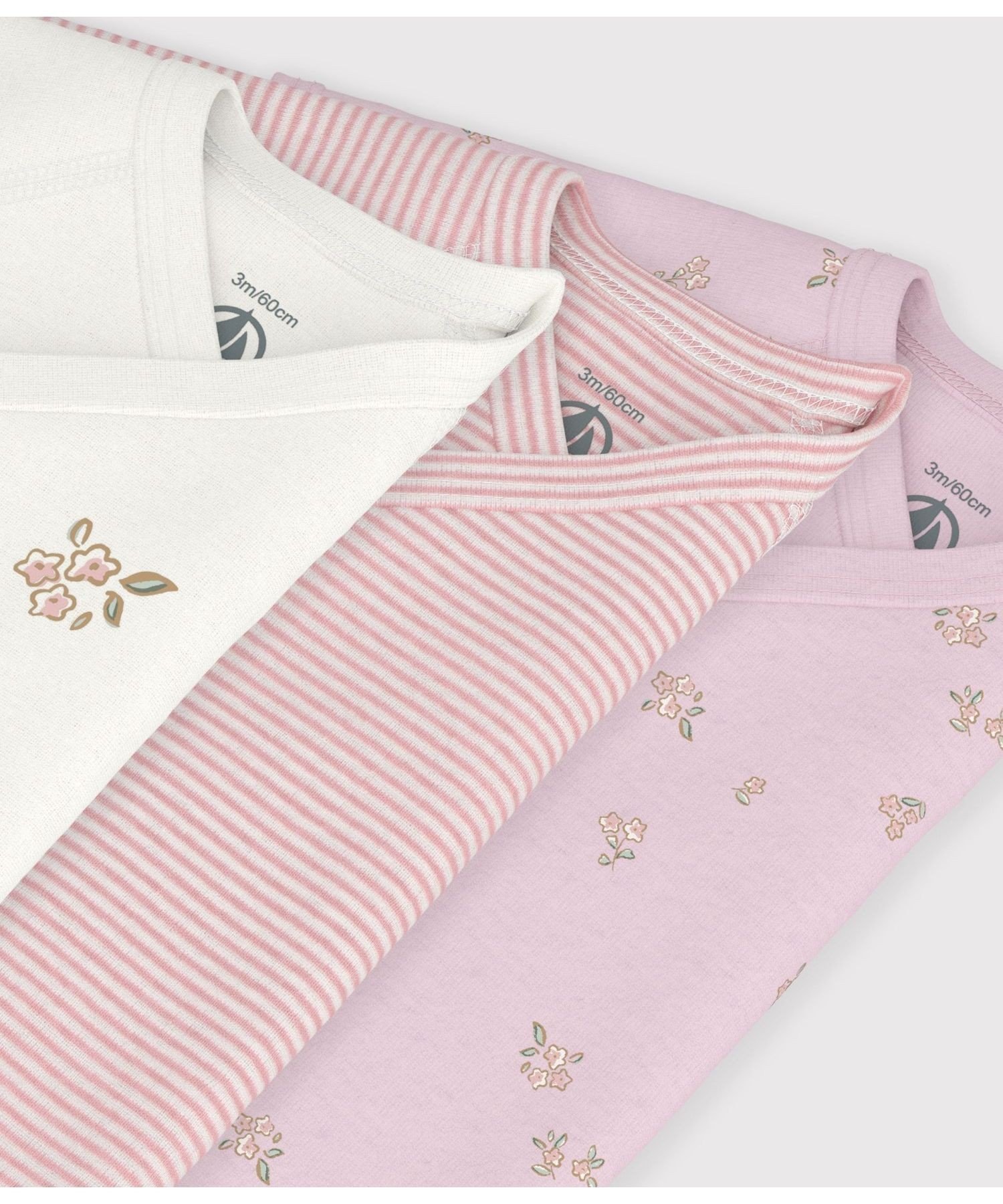 PETIT BATEAU プリント半袖あわせボディ3枚組 プチバトー マタニティウェア・ベビ...