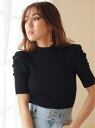 【SALE/50%OFF】LIP SERVICE 5分袖パワショルニットTOPS リップサービス ニット 5ー9分袖ニット ブラック ベージュ ホワイト ブラウン