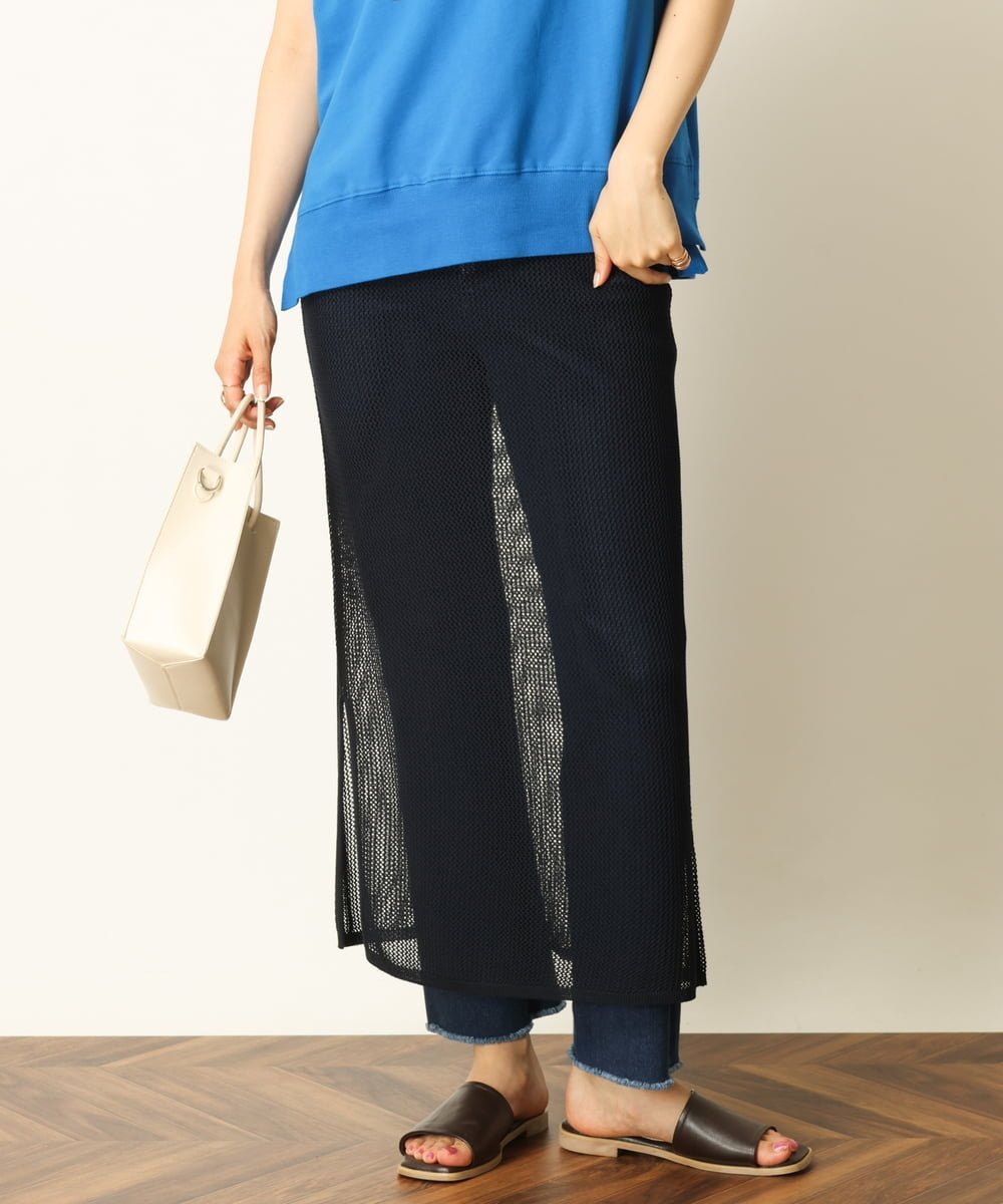 【SALE／80%OFF】a.v.v メッシュニットナロースカート アー・ヴェ・ヴェ スカート その他のスカート グリーン ネイビー