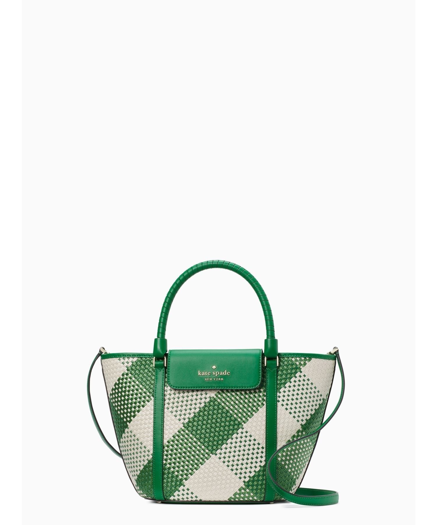 【SALE／70%OFF】kate spade new york クルーズ オーバーサイズ ウーブン ギンガム トート ケイトスペードニューヨーク バッグ トートバッグ グリーン【送料無料】