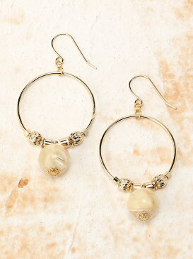 【SALE／50%OFF】KAZA KAZA/モザイクシェルフープピアス カザ アクセサリー ピアス ベージュ