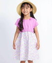 BeBe 【お揃い】シャンドゥフルールプリントローン天竺切り替えワンピース(80~150cm) ベベ オンライン ストア ワンピース・ドレス ワンピース ピンク イエロー【送料無料】