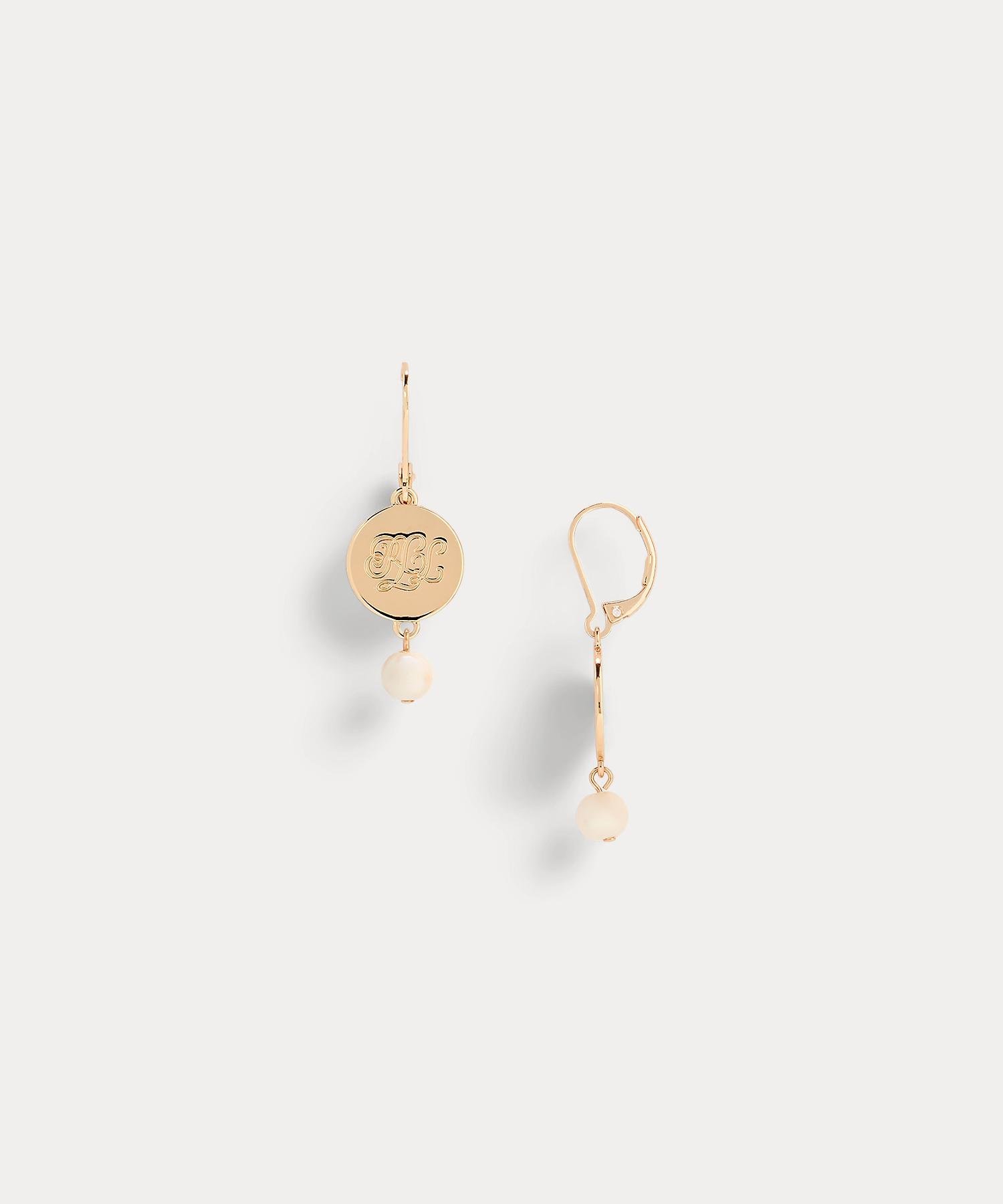 LAUREN RALPH LAUREN ゴールドプレーテッド ロゴ & フェイクパール ピアス ラルフローレン アクセサリー・腕時計 ピアス イエロー【送料無料】