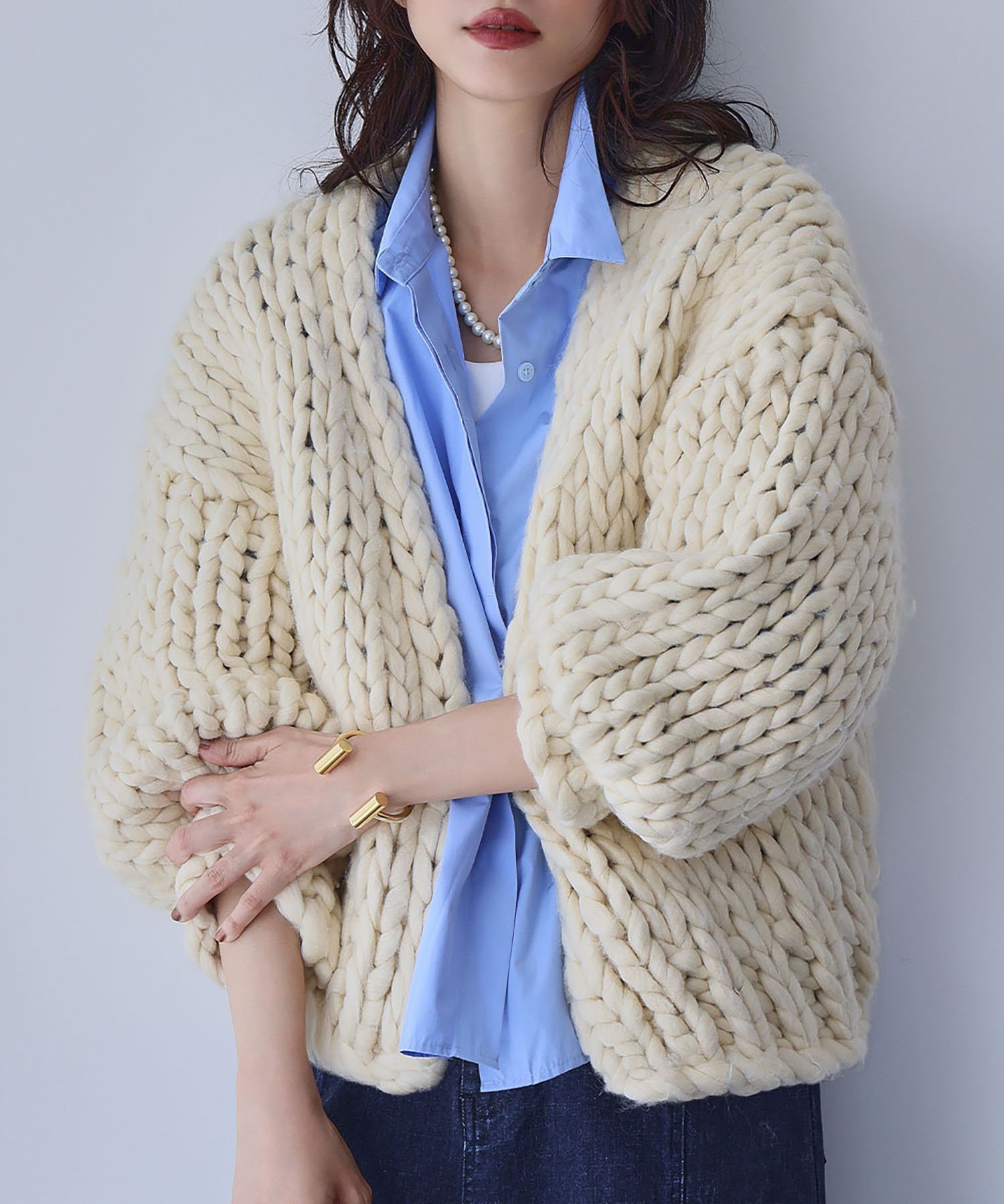 【SALE／6%OFF】ELFRANK ざっくり編み チャンキーニット カーディガン ガール トップス カーディガン【送料無料】のサムネイル