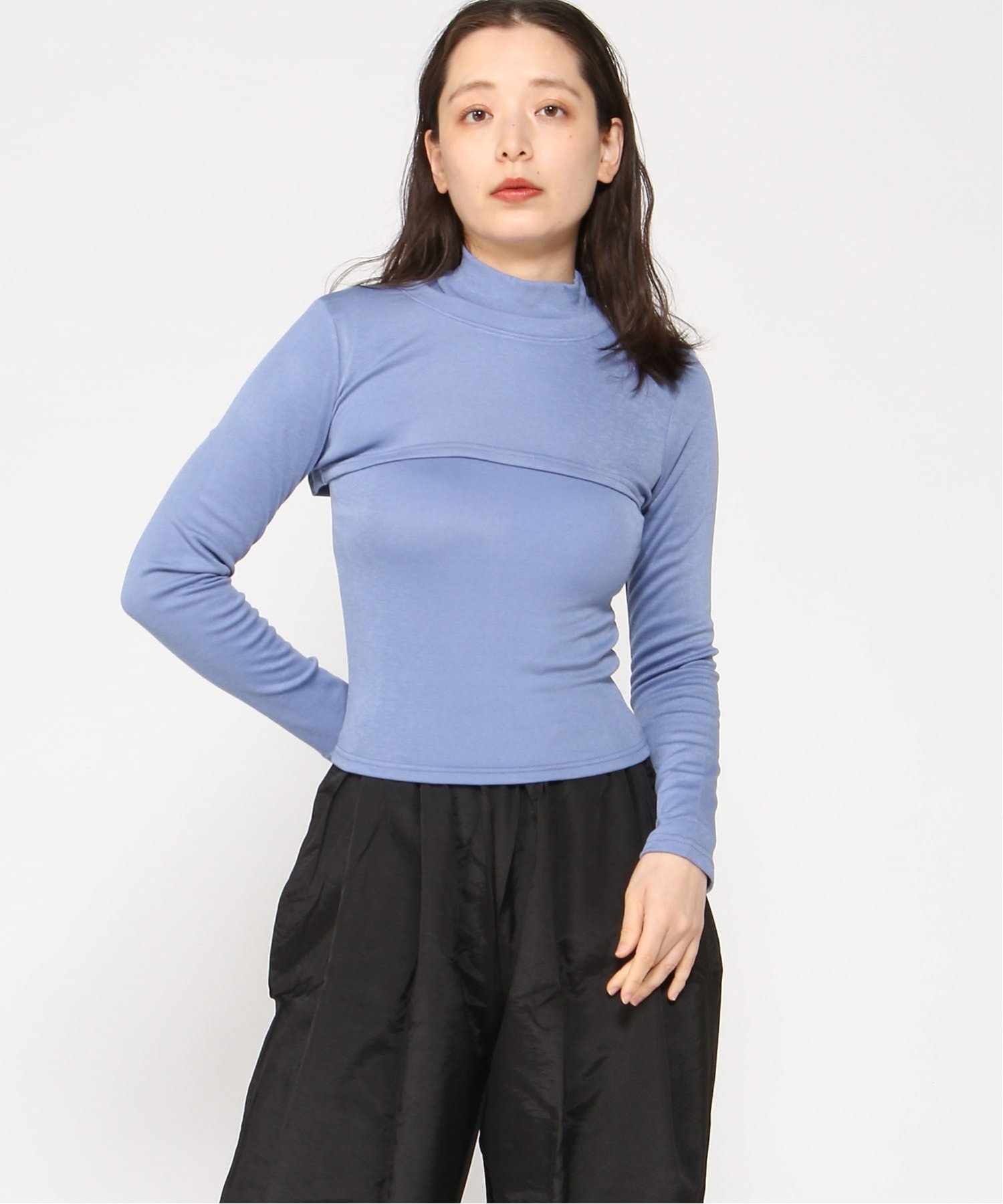VIVID LADY VIVID LADY/(W)ハイネックノースリブリーTシャツセット ビビッドレディー トップス カットソー・Tシャツ ブルー
