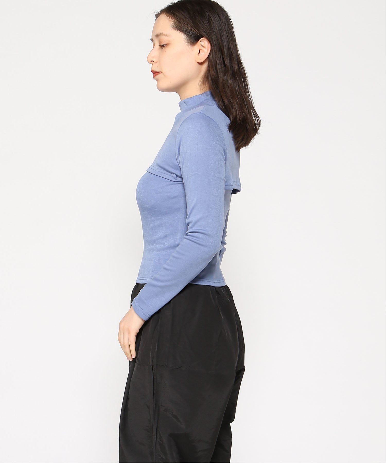 VIVID LADY VIVID LADY/(W)ハイネックノースリブリーTシャツセット ビビッドレディー トップス カットソー・Tシャツ ブルー