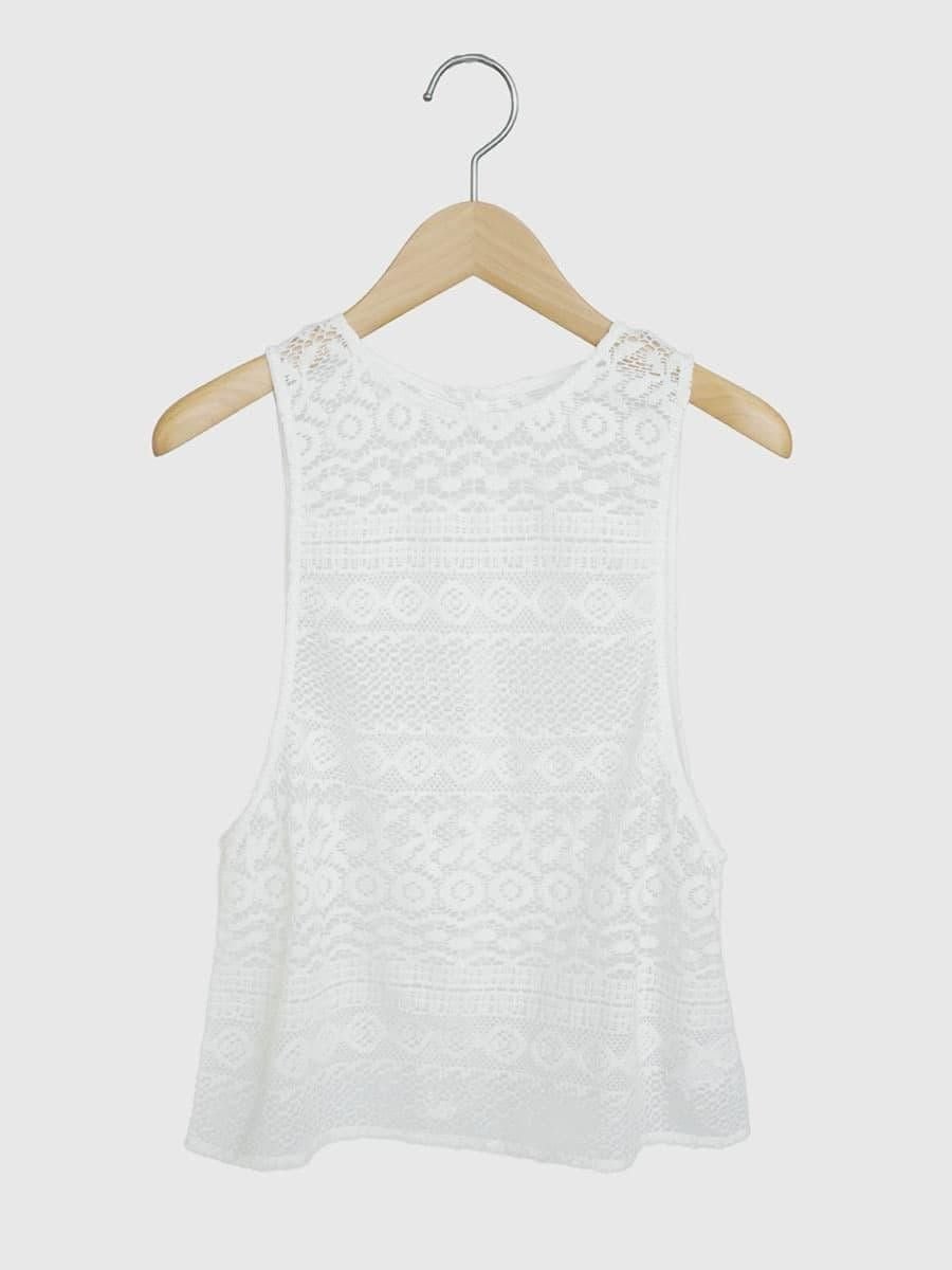 FIKA. Sleeveless crochet knit top ラシュッド トップス シャツ・ブラウス ブラック ホワイト レッド【送料無料】