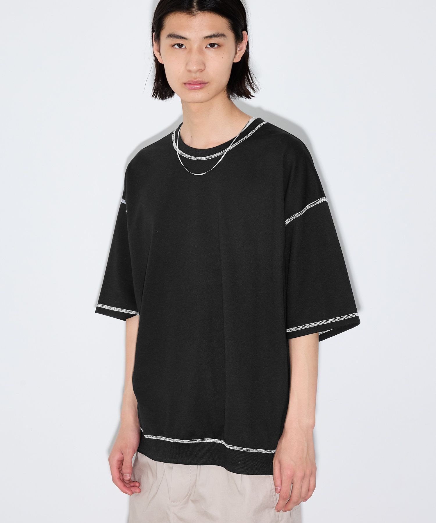 LAKOLE ステッチミニウラケTEE ラコレ トップス カットソー・Tシャツ ブラック イエロー ホワイト グリーン