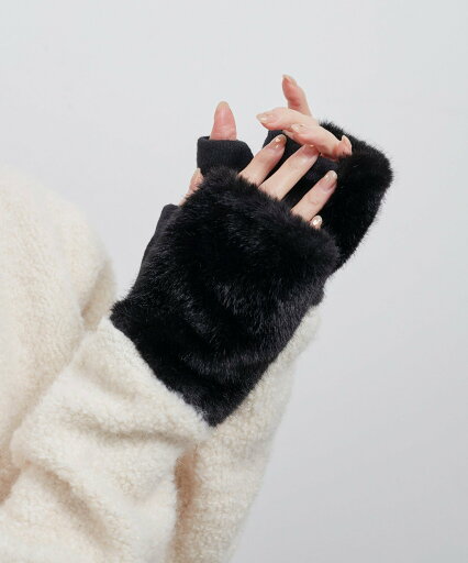 【SALE/50%OFF】ROPE' PICNIC PASSAGE フェイクファーフィンガーレスグローブ ロペピクニック ファッション雑貨 手袋 ブラック グレー ベージュ 【SALE/50%OFF】ROPE' PICNIC PASSAGE フェイクファーフィンガーレスグローブ ロペピクニック ファッション雑貨 手袋 ブラック グレー ベージュ