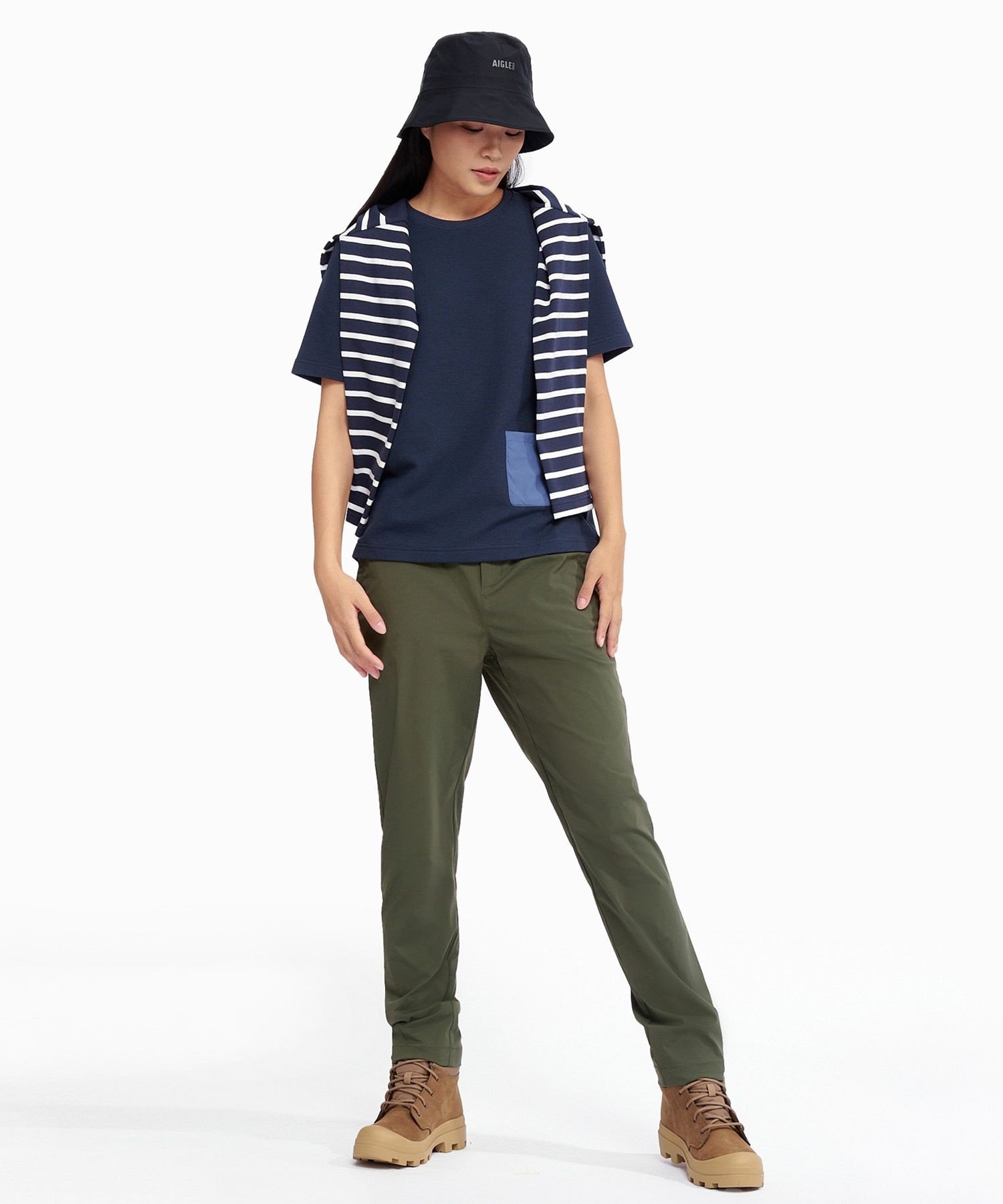 【SALE／30%OFF】AIGLE UVカット ショートスリーブ ワッフルポケット半袖Tシャツ エーグル トップス カットソー・Tシャツ ベージュ ネイビー【送料無料】