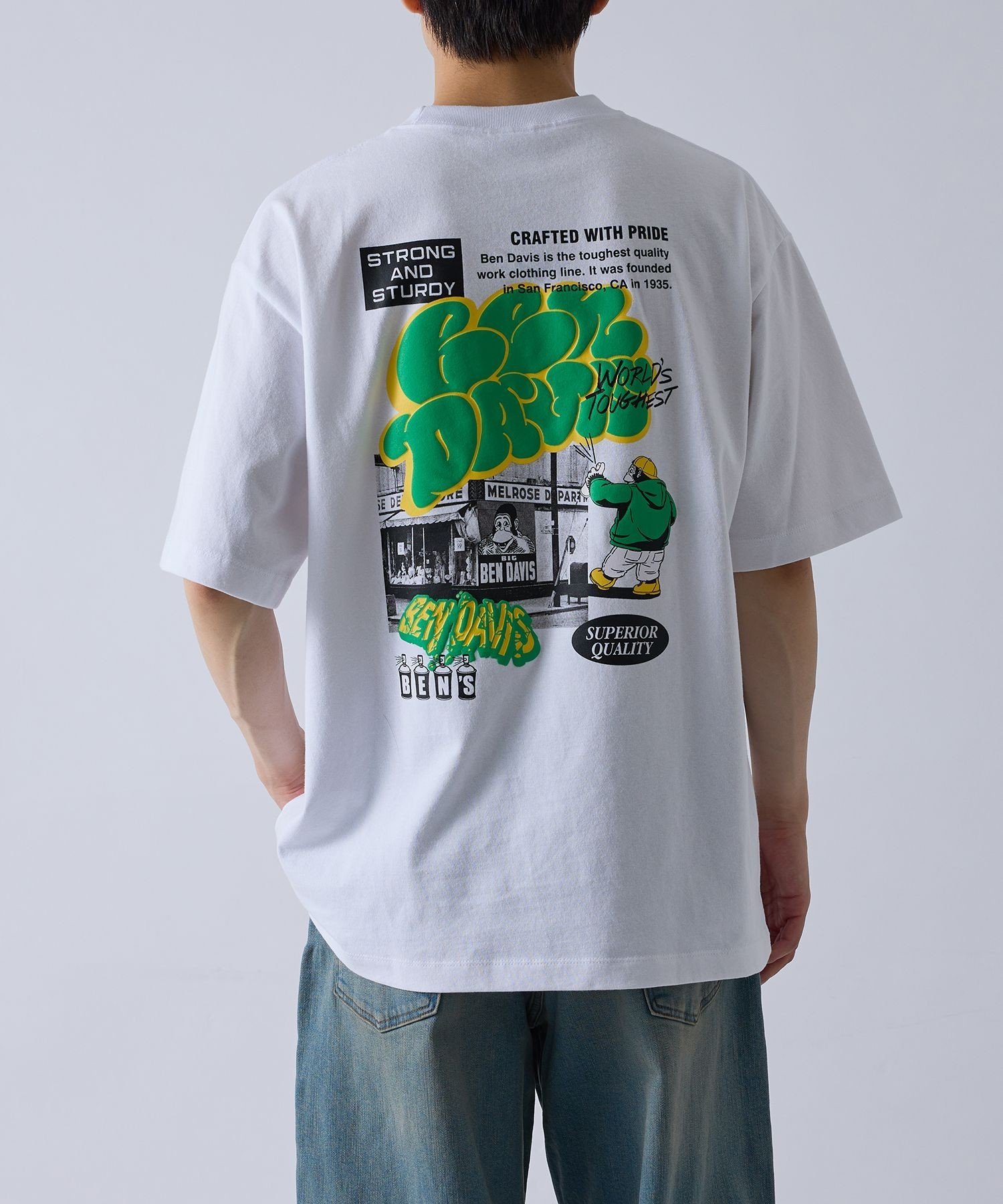 【SALE／30%OFF】j.n.r.d 【BENDAVIS別注】スプレープリントTシャツ ジュン スタンダード ピックス トップス カットソー・Tシャツ ブルー ホワイト グレー