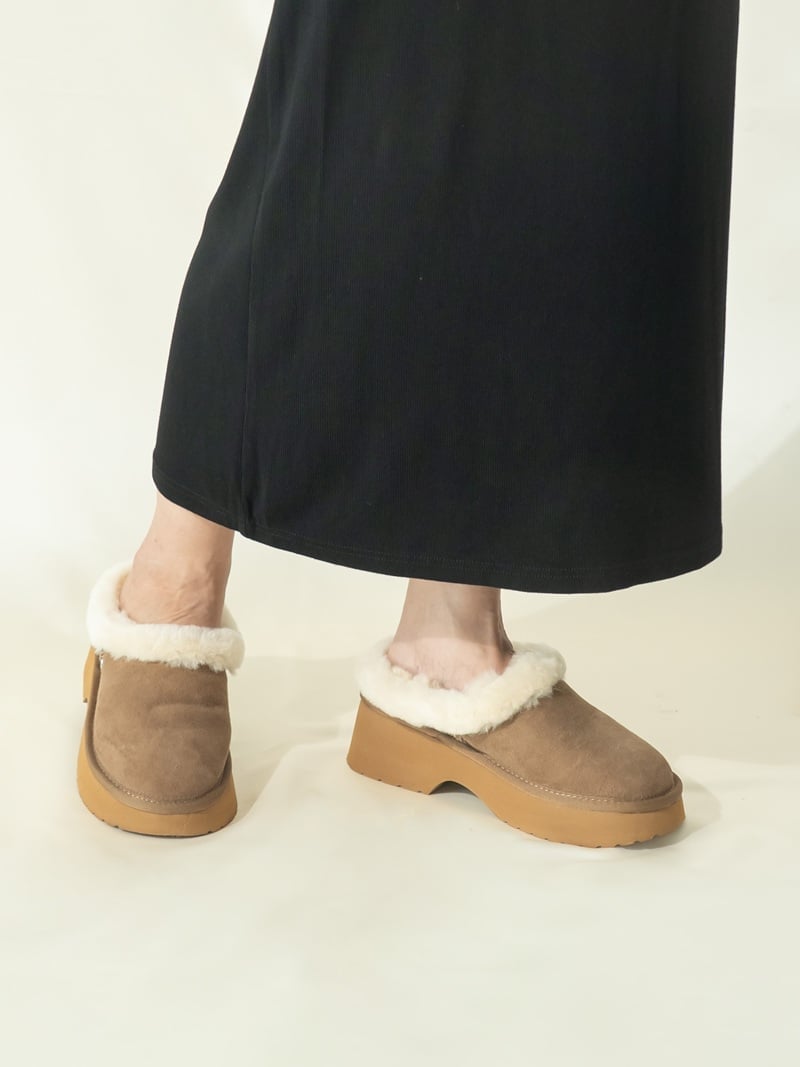 EMU Australia 【EMU Australia】 Virginia Clog 厚底ムートンスリッポン エミュ オーストラリア シューズ・靴 スリッポン ブラック【送料無料】