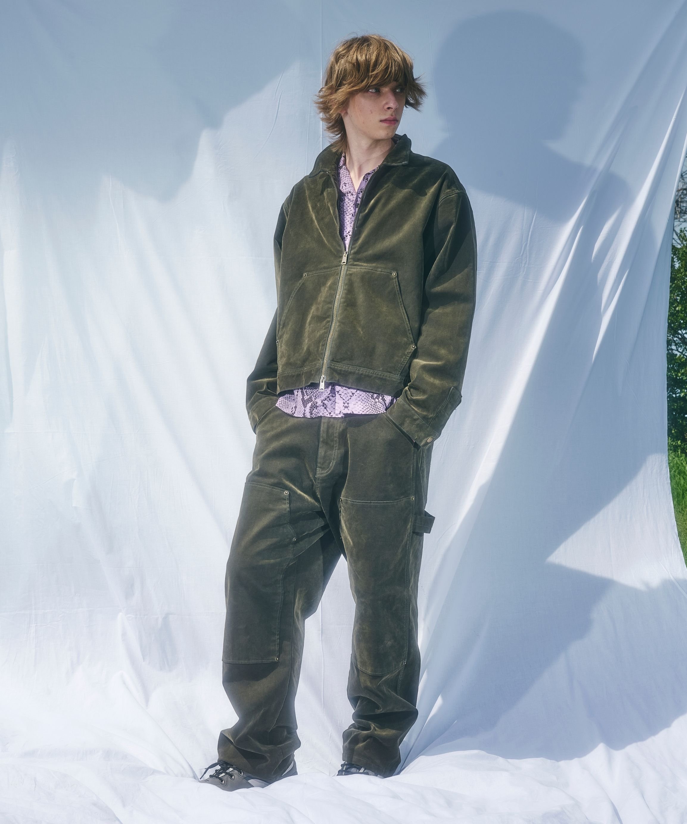 B omnivore/ビーオムニボー FLOCKY DENIM PANT フロッキーデニムパンツ ビーバー パンツ ジーンズ・デニムパンツ グリーン ブラウン