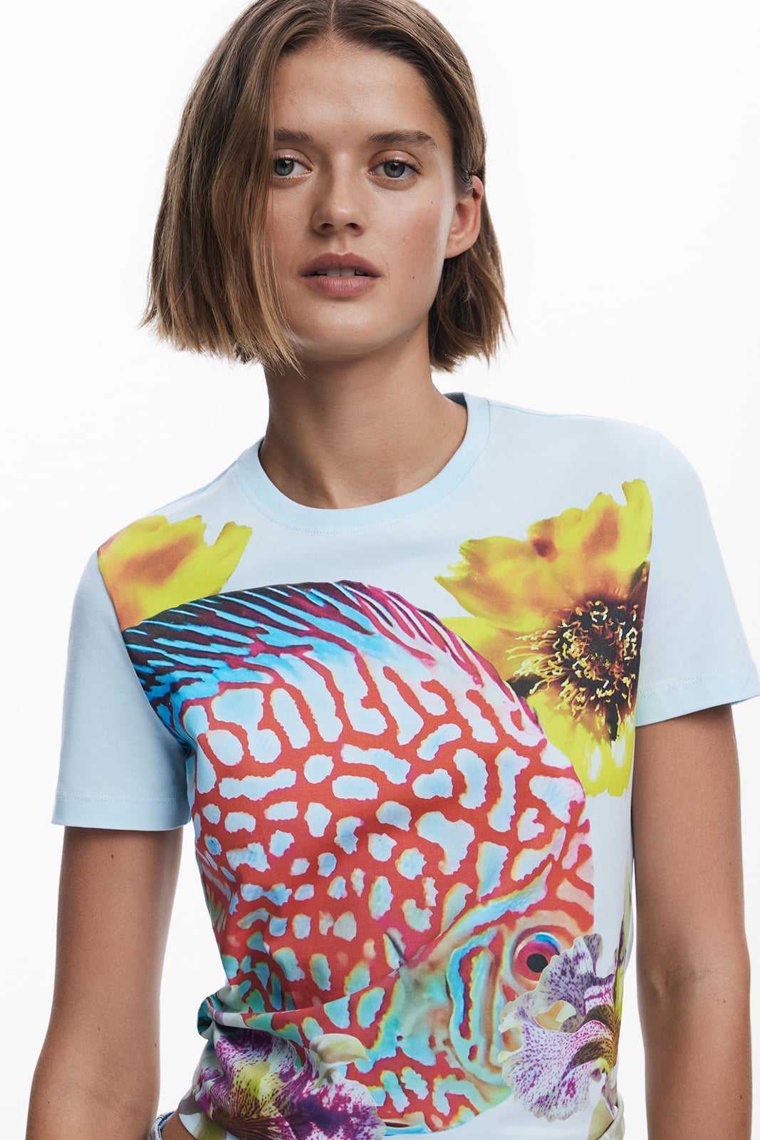 NATURELACROIX Tシャツショートスリーブ デシグアル トップス カットソー・Tシャツ ブルー