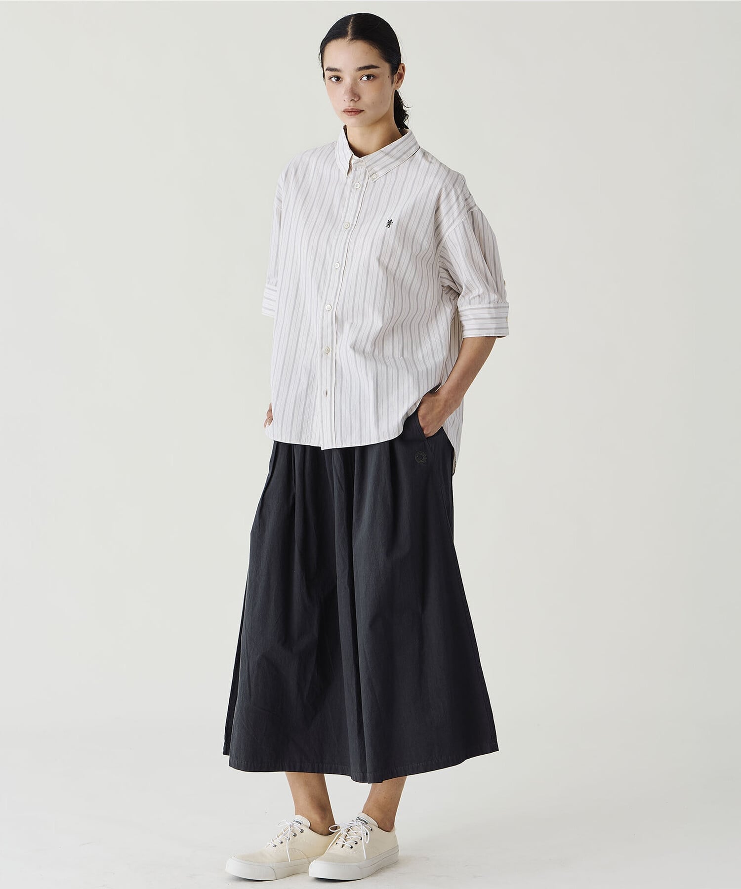 Bshop Gymphlex ｜ コットンタイプライター ストライプボタンダウンシャツ WOMEN ビショップ トップス シャツ・ブラウス ホワイト