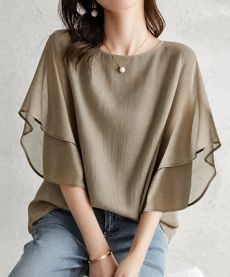 【SALE／25%OFF】COCOMOMO 【褒められブラウス】 ラッフルフリルブラウス シフォンブラウス ブラウス ココモモ トップス シャツ・ブラウス ホワイト ブラック ベージュ ブラウン【送料無料】
