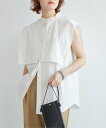 【SALE／20%OFF】notch. ブロードケープノースリーブブラウス ノッチ トップス シャツ・ブラウス ホワイト ブラック オレンジ グリーン