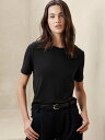 【SALE／64 OFF】BANANA REPUBLIC FACTORY STORE (W)BANANA REPUBLIC FACTORY STORE ELBOW SLEEVE LINEN BLEND CREW TEE バナナ リパブリック ファクトリーストアー トップス カットソー Tシャツ ブラック ベージュ ネイビー ホワイト レッド