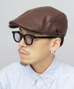 Ruben ハンチング 帽子 メンズ レザーハンチング 合皮 フェイクレザー 黒 茶 無地 エー.エム.エス. 帽子 ハンチング・ベレー帽 ブラウン ブラック【...