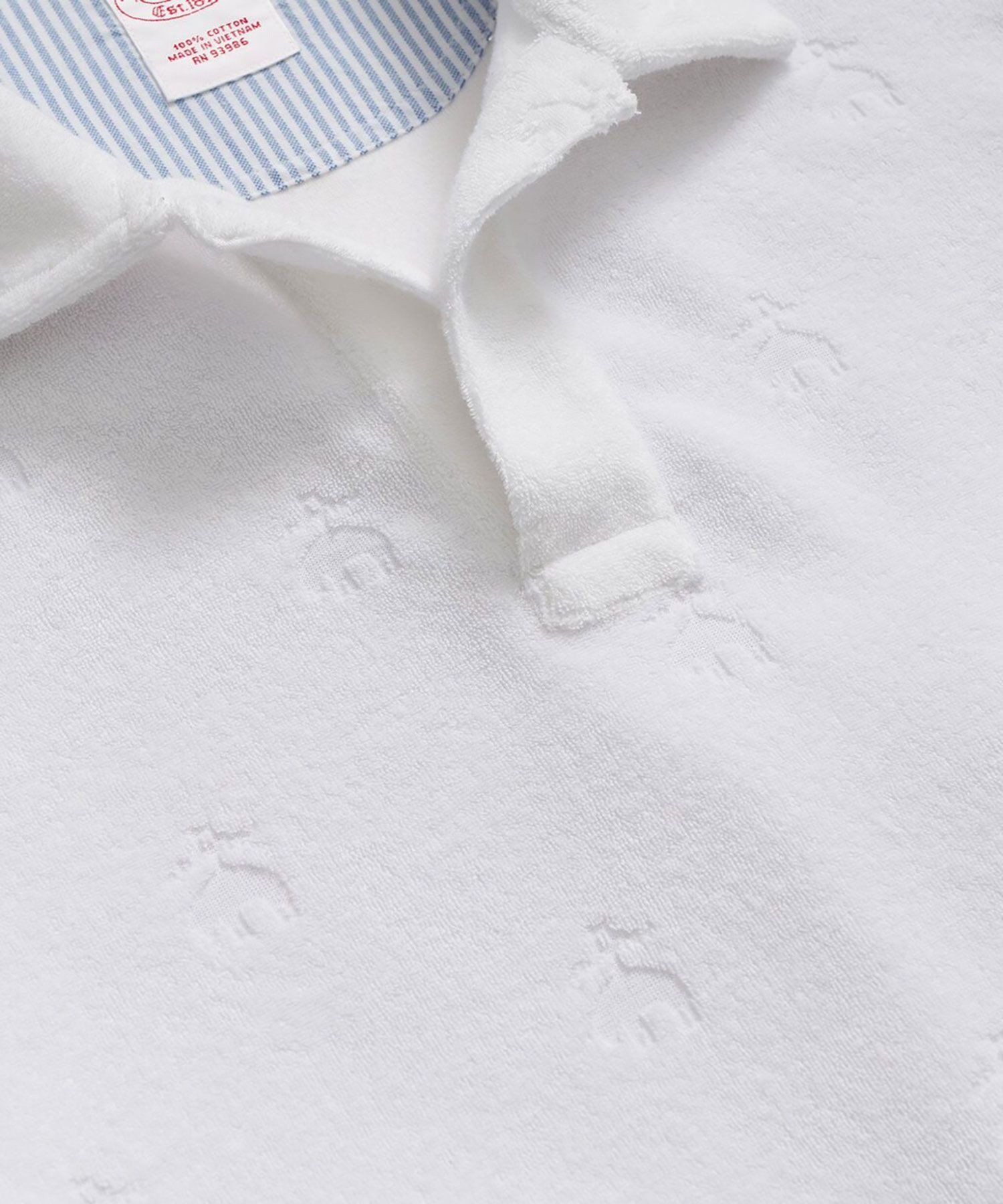 【SALE／35%OFF】BROOKS BROTHERS コットン/ポリエステルジャージー テリークロス GFジャカード ポロシャツ ブルックス ブラザーズ トップス ポロシャツ ネイビー ホワイト【送料無料】