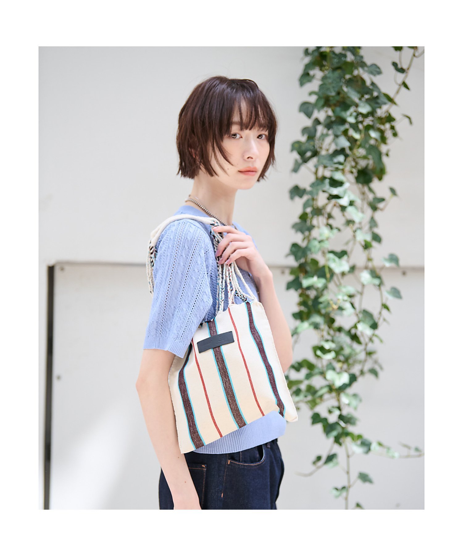 Rouge vif la cle 【MOON BIRD/ムーンバード】手織りハンモックトートバッグS/手織り【WE ルージュ・ヴィフ ラクレ バッグ トートバッグ イエロー ホワイト オレンジ ブラック