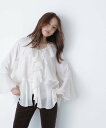 NATURAL BEAUTY BASIC ラッフルフリルチュニックブラウス ナチュラルビューティベーシック トップス シャツ・ブラウス ピンク ホワイト【送料無料】