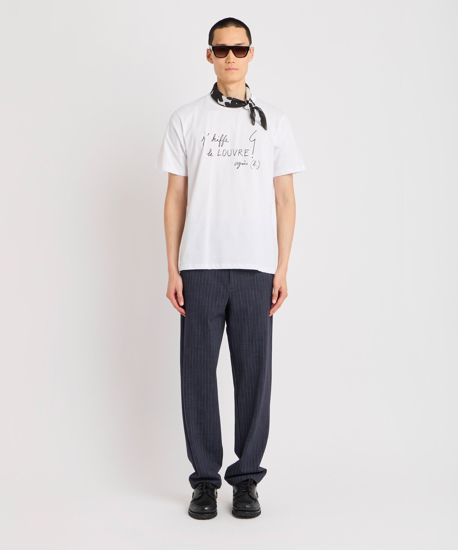 メッセージ プリント コットン 半袖 Tシャツ "j'kiffe le Louvre" アニエスベー トップス カットソー・Tシャツ ホワイト