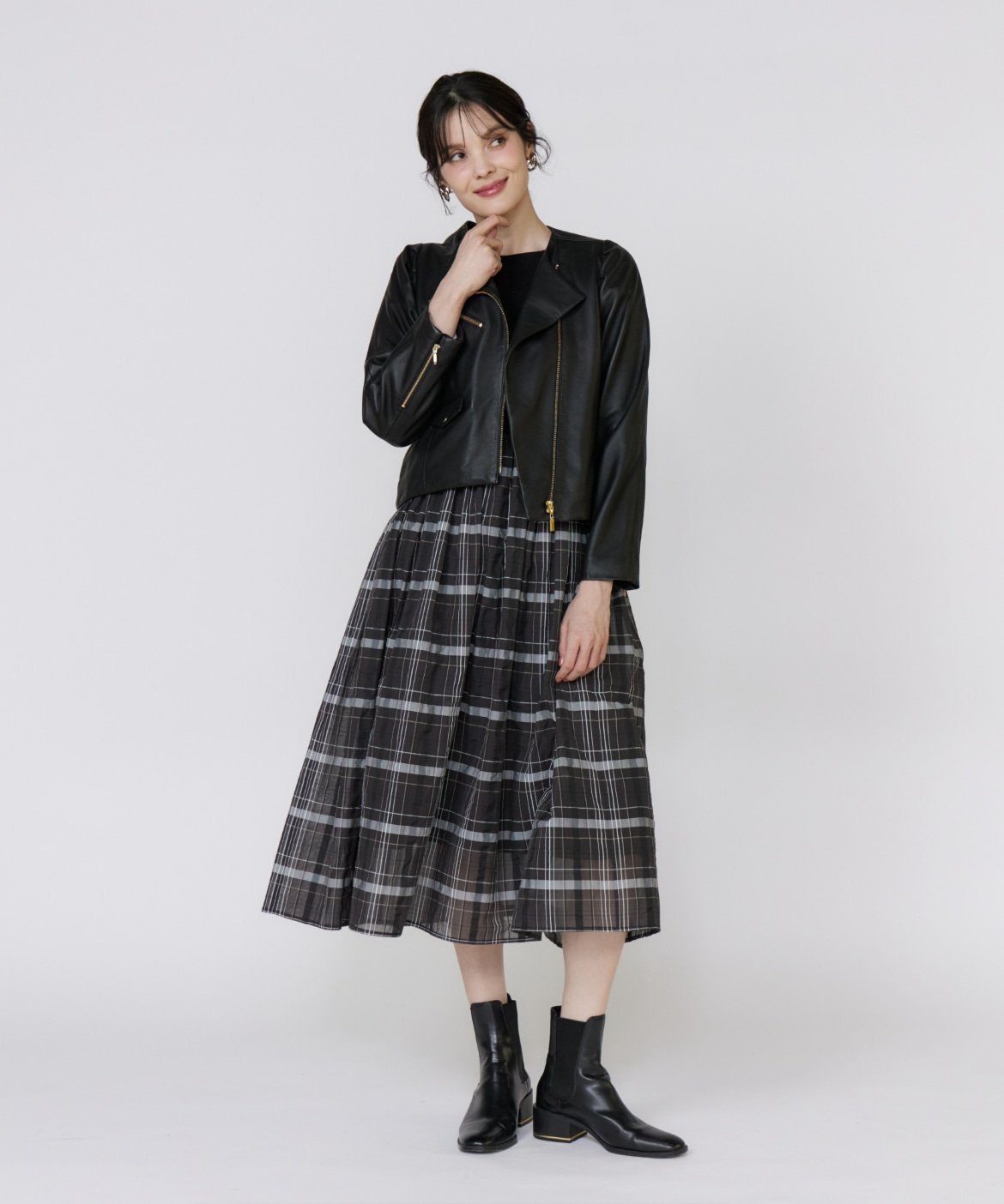 Maglie par ef-de 《大きいサイズ》スパニッシュラムレザーブルゾン《M Maglie le cassetto》 マーリエ ル カセット ジャケット・アウター その他のジャケット・アウター ブラック
