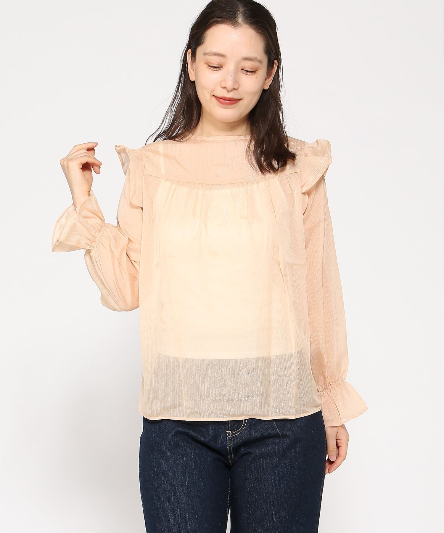 VIVID LADY VIVID LADY/(W)シアーブラウスキャミソールセット ビビッドレディー トップス シャツ・ブラウス ベージュ