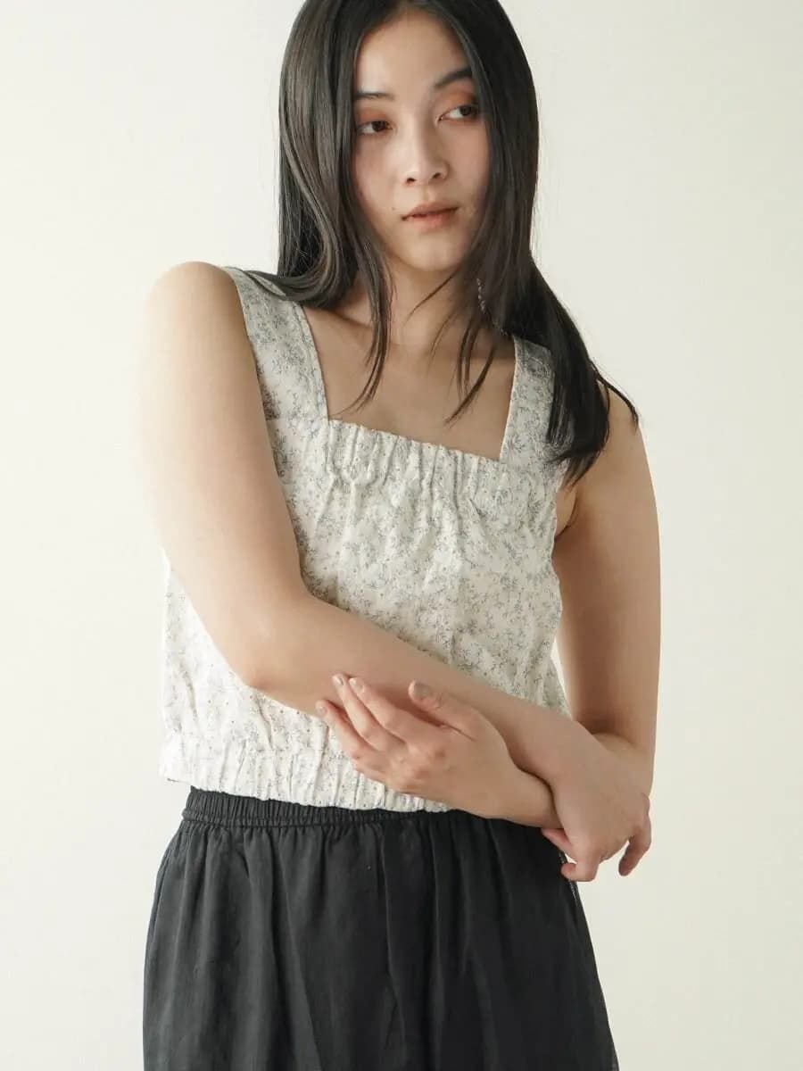 FIKA. 2Way floral cotton lace bustier ラシュッド トップス その他のトップス ネイビー ホワイト【送料無料】