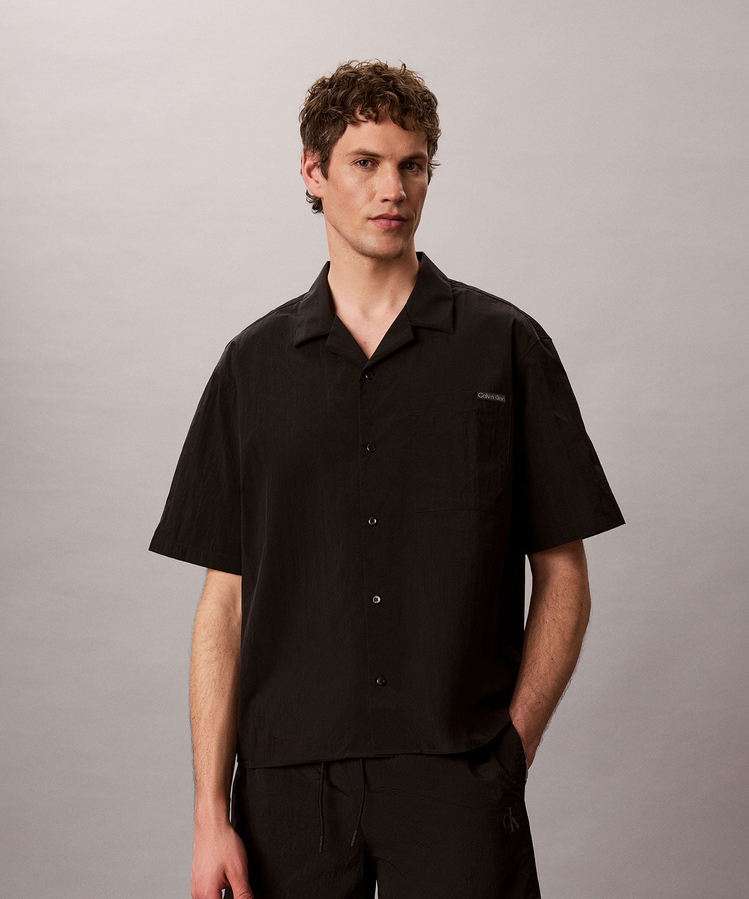 Calvin Klein Jeans/(M)【公式ショップ】 カルバンクライン ショートスリーブソリッドキャンプカラーシャツ Calvin Klein Jeans 4RG120G カルバン・クライン トップス シャツ・ブラウス ブラック