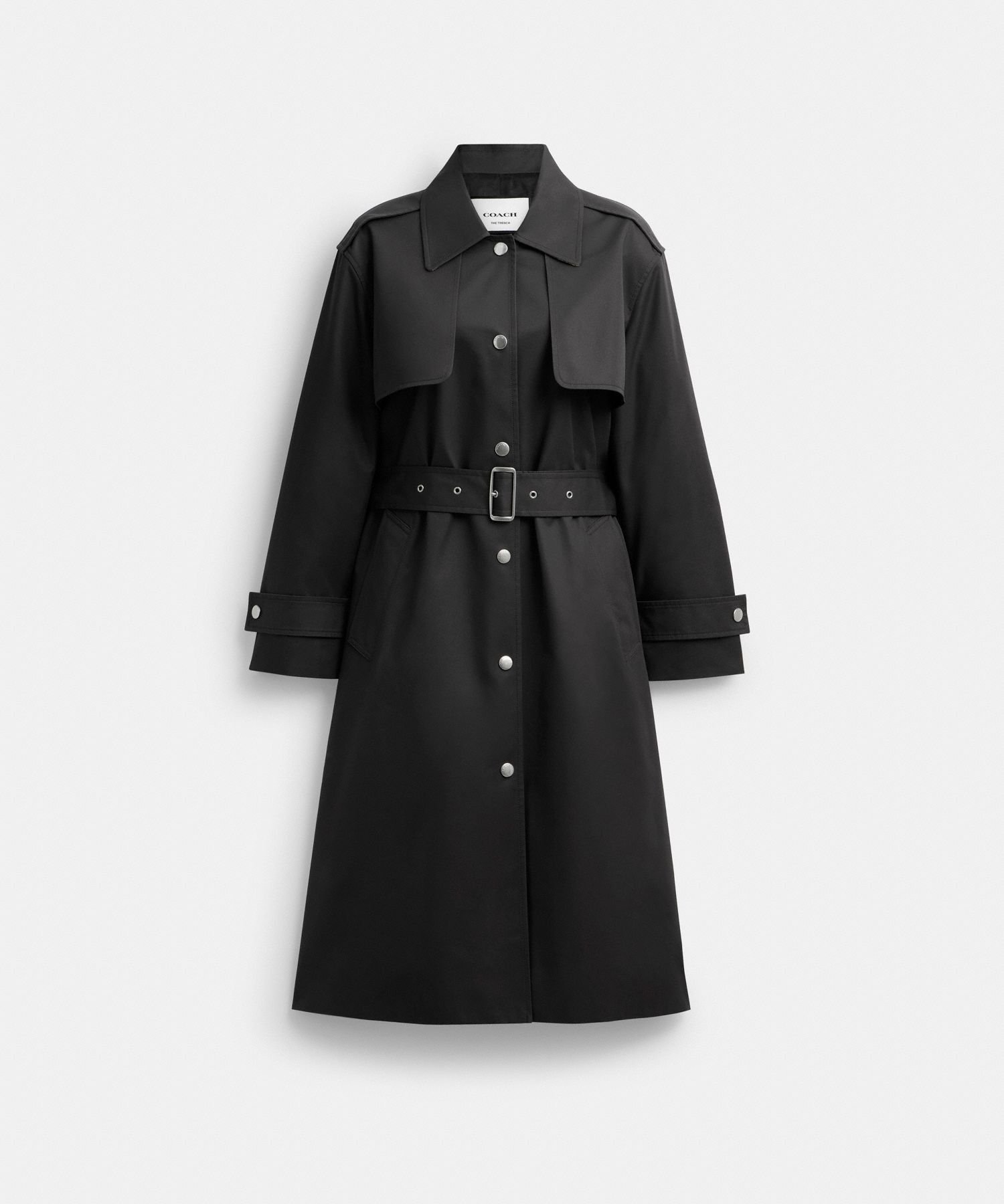 【SALE／62%OFF】COACH OUTLET 【公式】ダブル ガン フラップ スナップ トレンチ コーチ　アウトレット ジャケット・アウター トレンチコート ブラック【送料無料】のサムネイル