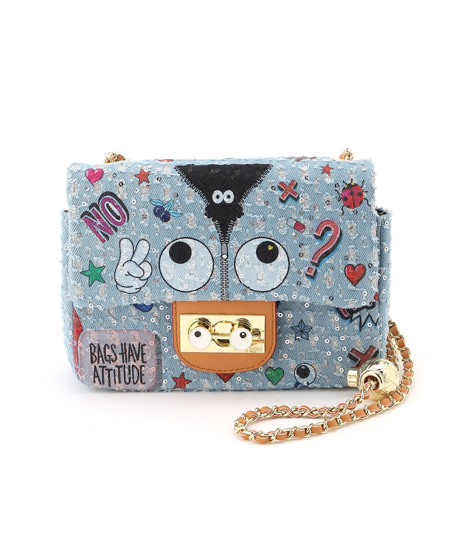 fiore fiore/(W)ダメージデニムアイテーマかぶせショルダー ファッションバッグプラザ　ラミー バッグ ショルダーバッグ ブルー【送料無料】