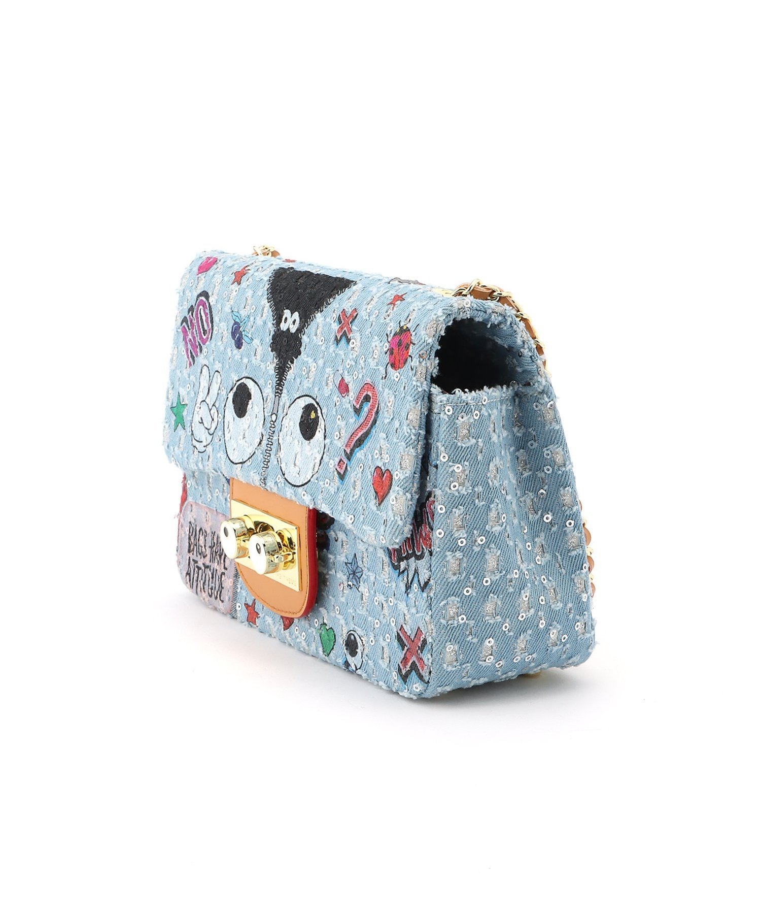 fiore fiore/(W)ダメージデニムアイテーマかぶせショルダー ファッションバッグプラザ　ラミー バッグ ショルダーバッグ ブルー【送料無料】