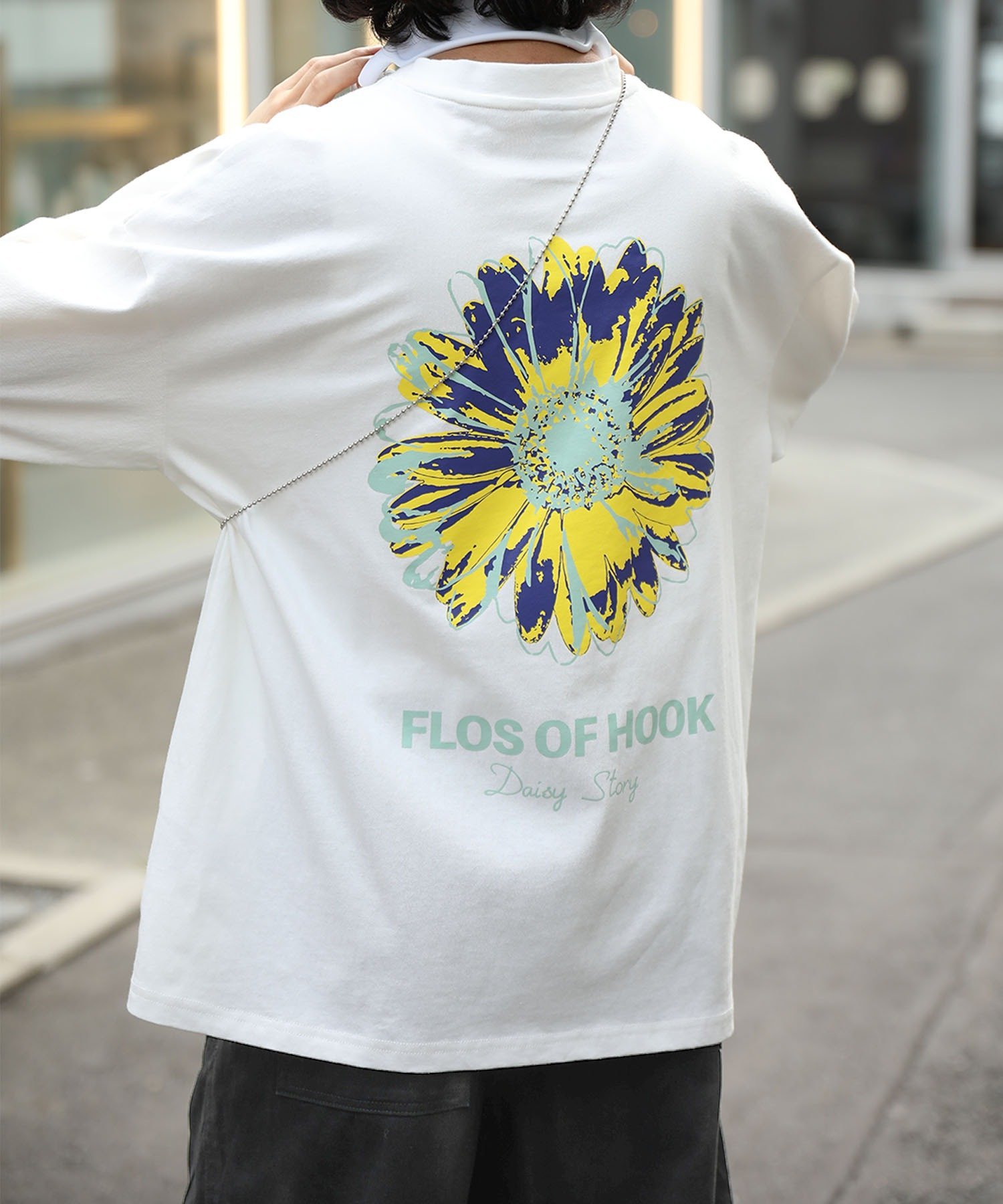 HOOK HOOK -original- ポップマーガレットバックプリントロンTEE アイモハ トップス カットソー・Tシャツ グリーン ホワイト ベージュ ブラック