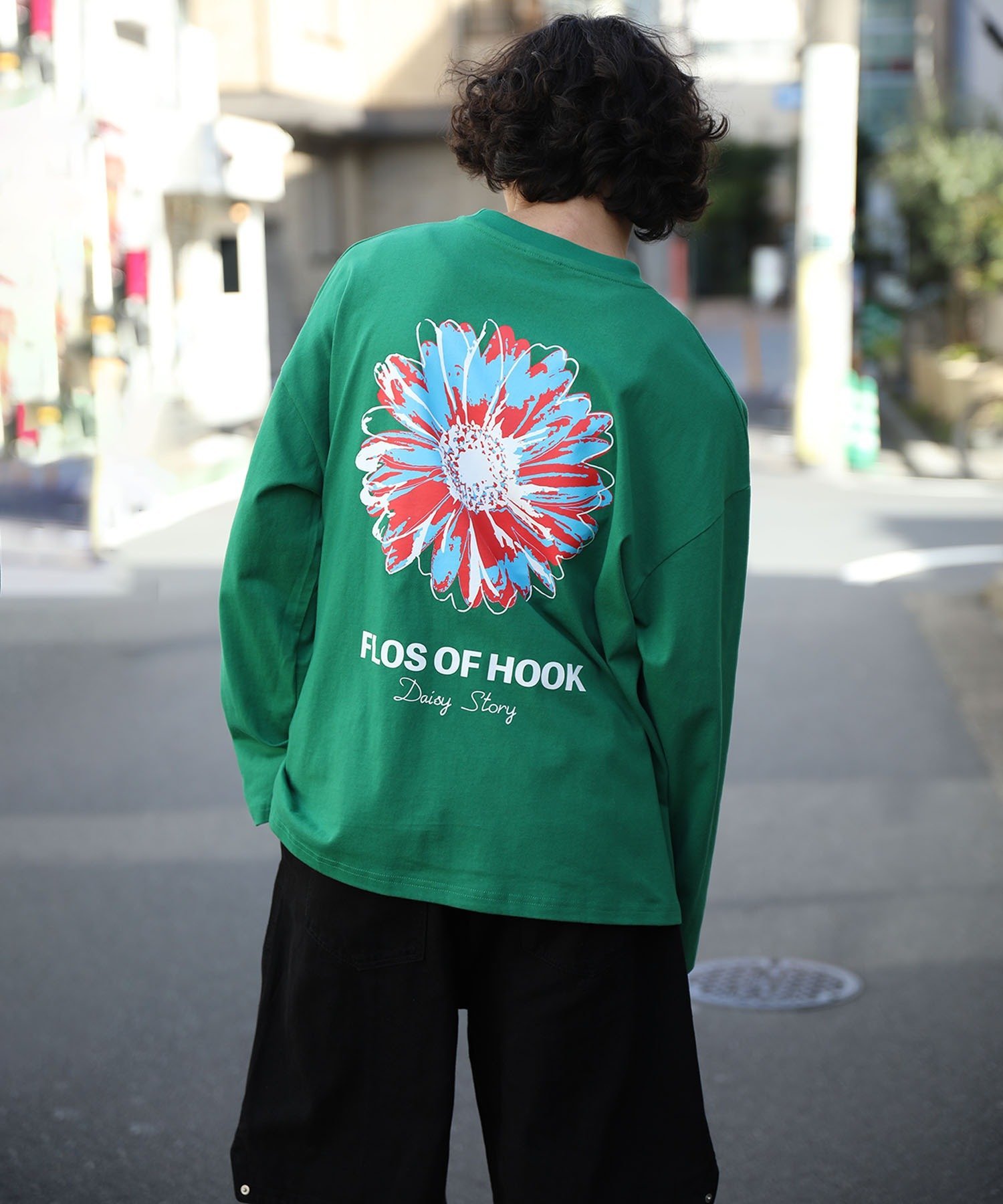 HOOK HOOK -original- ポップマーガレットバックプリントロンTEE アイモハ トップス カットソー・Tシャツ グリーン ホワイト ベージュ ブラック