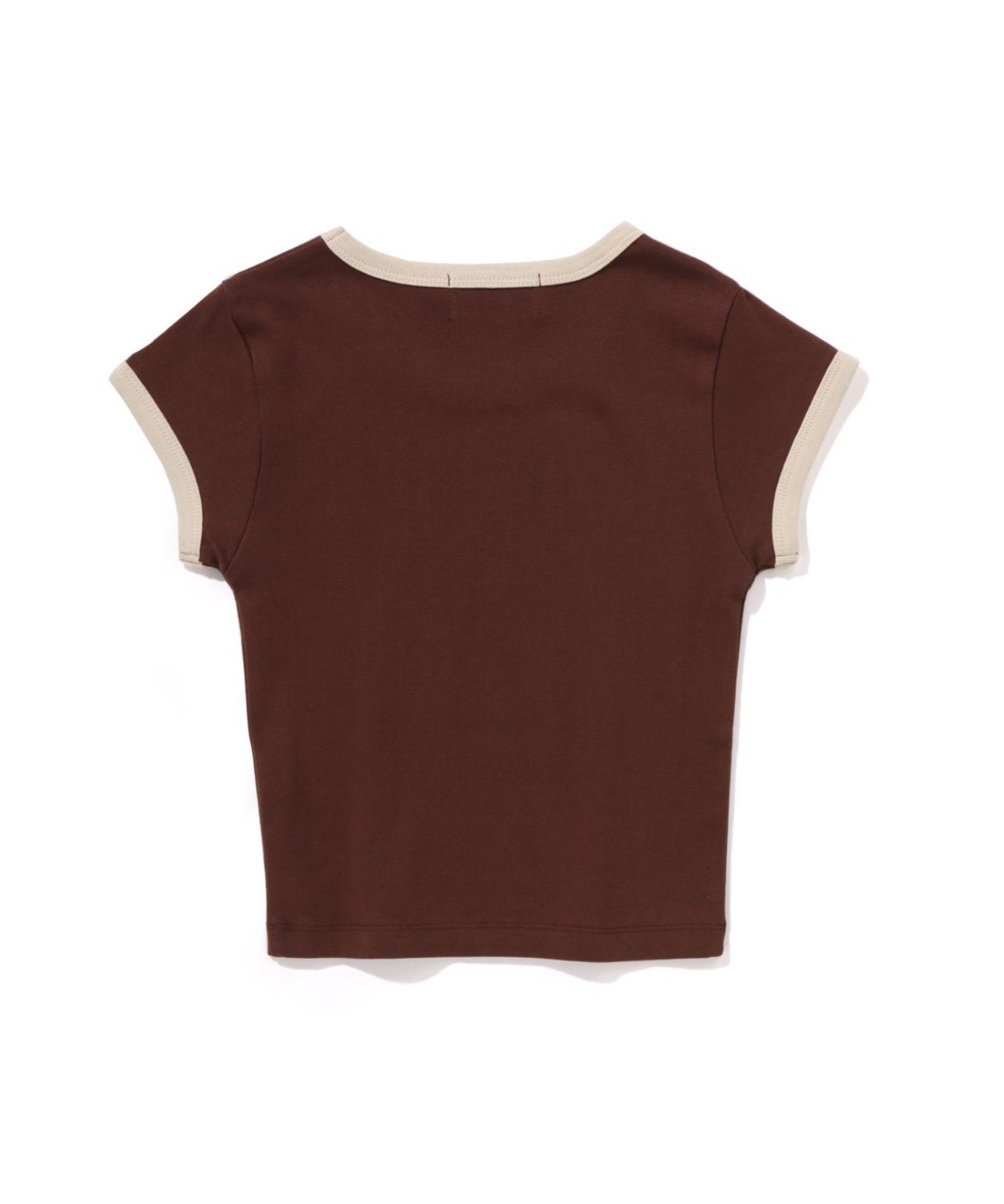 A BATHING APE COLLEGE CROPPED TRIM TEE ア ベイシング エイプ トップス カットソー・Tシャツ ブラウン ネイビー【送料無料】