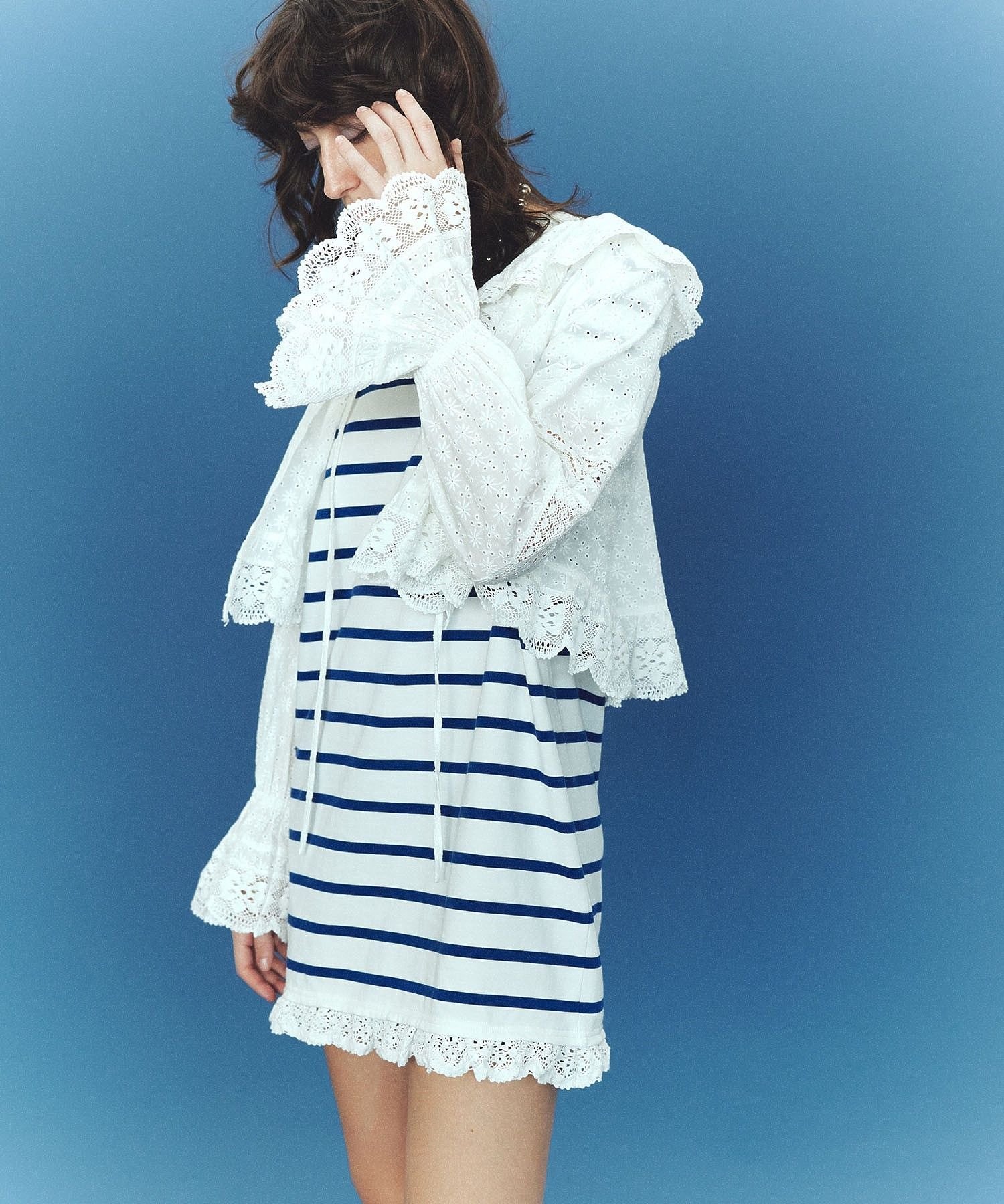 ROSE BUD STRIPE H/S MINI CUT DRESS ローズバッド ワンピース・ドレス ワンピース ブラック ホワイト