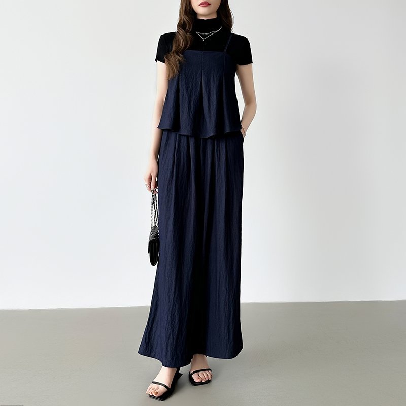 【SALE／32%OFF】COCOMOMO [一枚で旬顔レイヤード]ペプラムキャミセットアップ キャミソール セットアップ ココモモ オールインワン・オーバーオール オールインワン・つなぎ ブルー ブラック ベージュ ネイビー【送料無料】