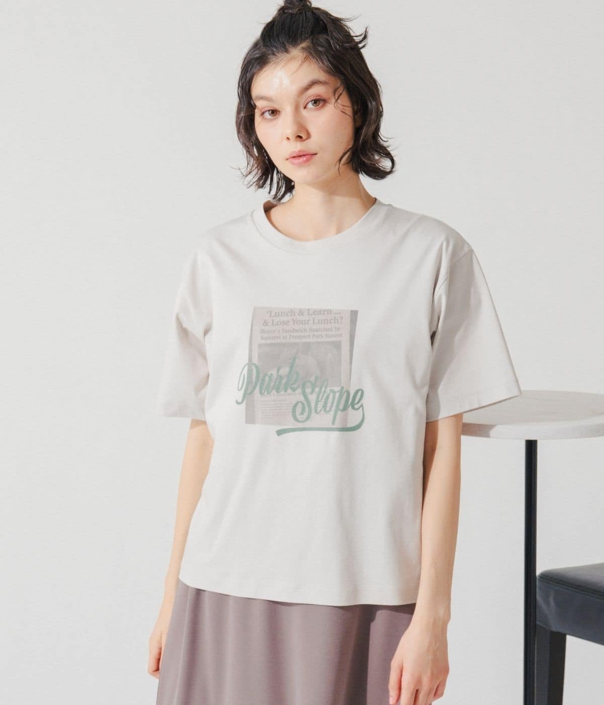 Park Slope NEWYORKER 【滑らかな肌触り・着回し】NEWS PAPER グラフィックTシャツ ニューヨーカー トップス カットソー・Tシャツ ホワイト