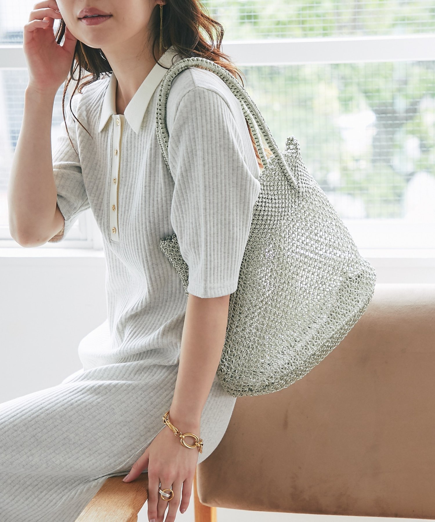 【SALE／10%OFF】La boutique BonBon 【バグマティ】メタリッククロシェトートバッグ ラブティックボンボン バッグ トートバッグ ピンク ゴールド【送料無料】