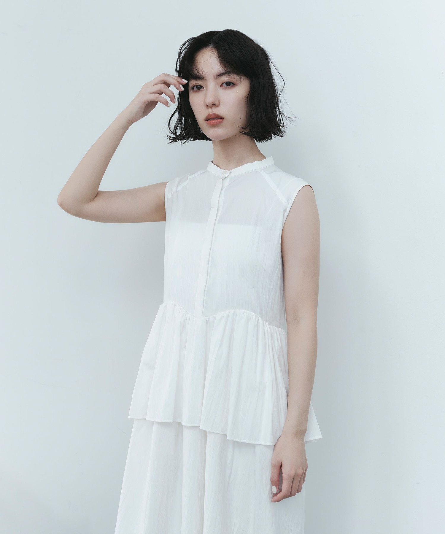 【SALE／30%OFF】EMMEL REFINES ＜EMMEL REFINES＞EM ペプラムレイヤー ワンピース ユナイテッドアローズ グリーンレーベルリラクシング ワンピース・ドレス ワンピース ブラック ホワイト【送料無料】
