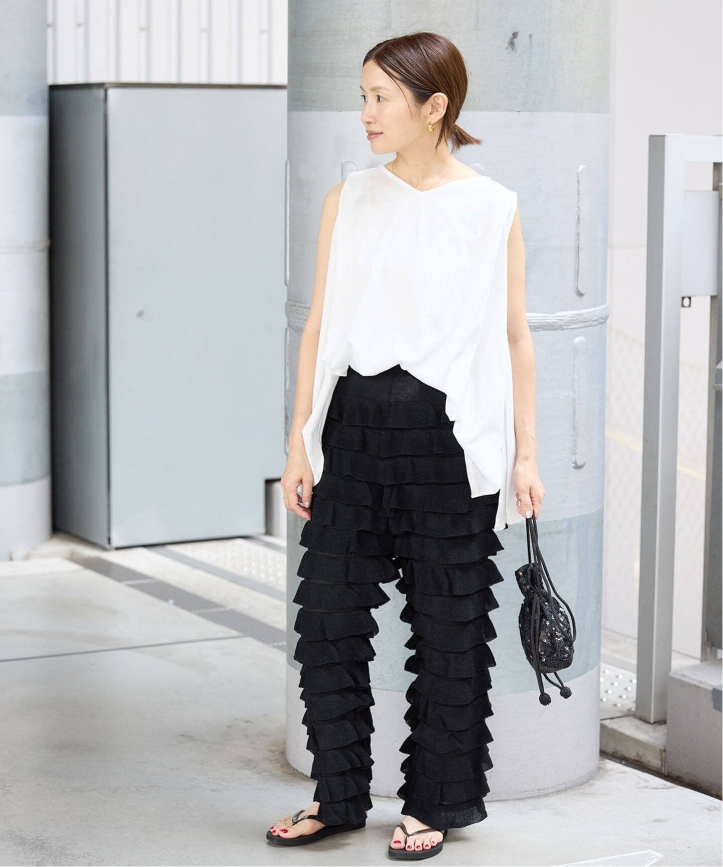IENA フリルニットパンツ イエナ パンツ その他のパンツ ブラック