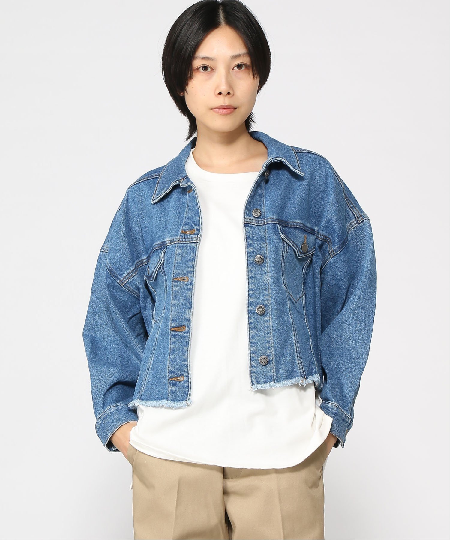 【SALE／60%OFF】CIMARRON JEANS CIMARRON JEANS/(U)【Kt】【CIMARRON JEANS】FRINGE DENIM JACKET レアリゼ ジャケット・アウター デニムジャケット ブルー【送料無料】