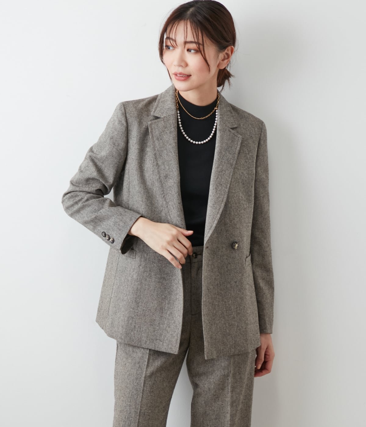 【SALE／40%OFF】NEWYORKER WOMEN L-SIZE 【L】ウールアルパカホームスパン ダブルブレストジャケット ニューヨーカー エルサイズ ジャケット・アウター テーラードジャケット・ブレザー ベージュ【送料無料】
