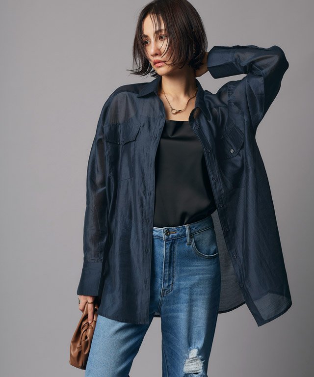 RASW [RASW] シアーマルチwayシャツ ピエロ トップス シャツ・ブラウス ホワイト グリーン【送料無料】のサムネイル