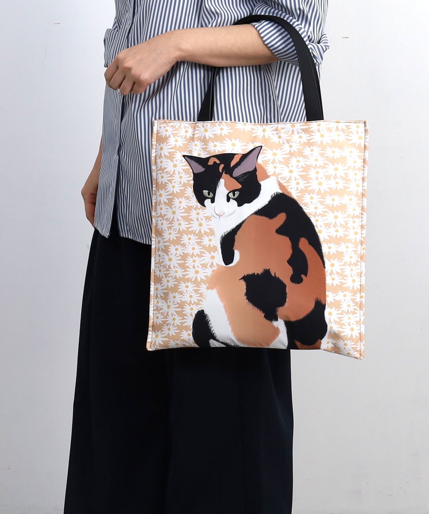 COOCO 猫トートバッグ/A4対応 プードゥードゥー バッグ トートバッグ グリーン ベージュ【送料無料】のサムネイル