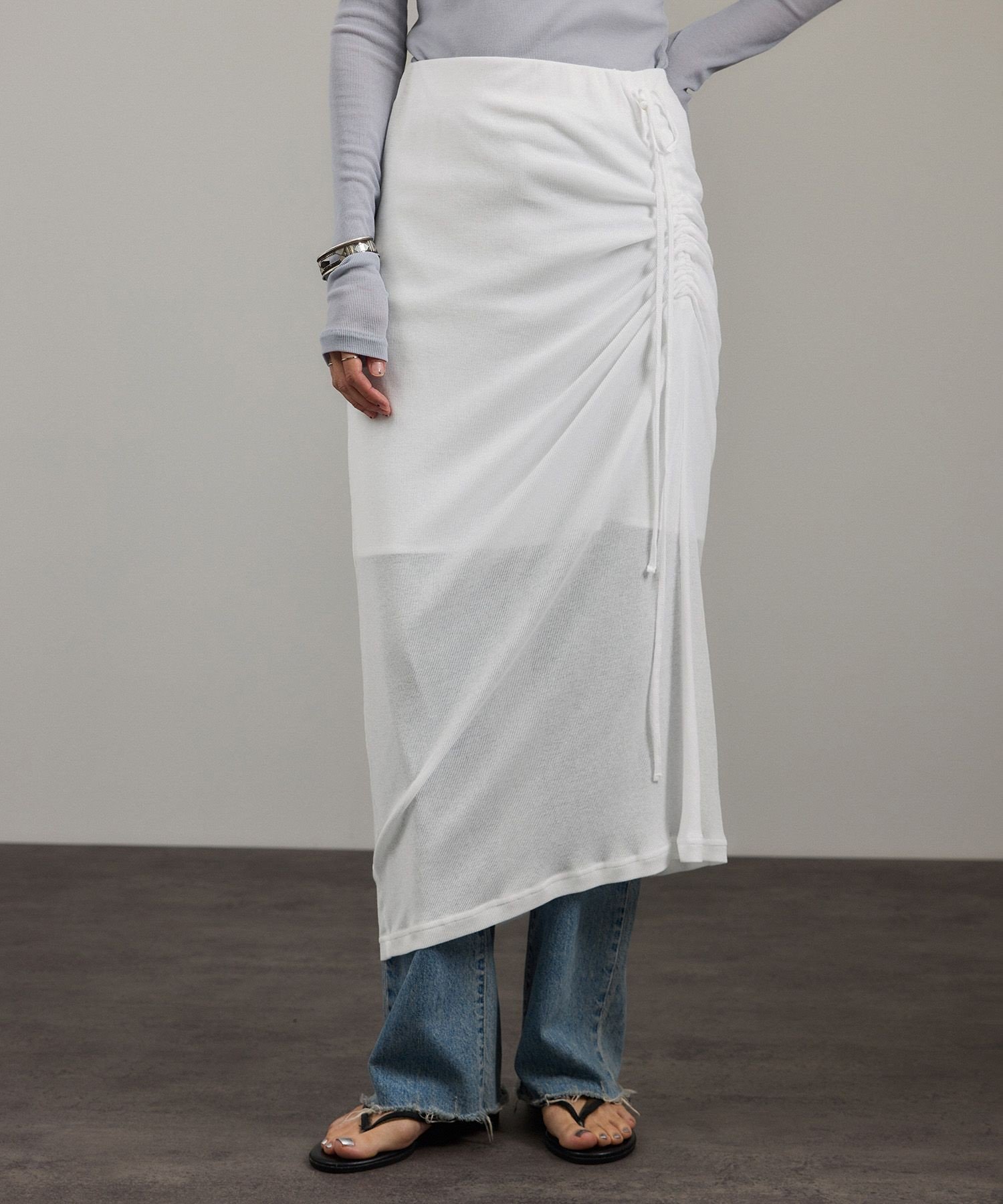 SALON adam et rope' nu=layerアシンメトリーシャーリングスカート サロン アダム エ ロペ スカート その他のスカート レッド ブラック ホワイト【送料無料】