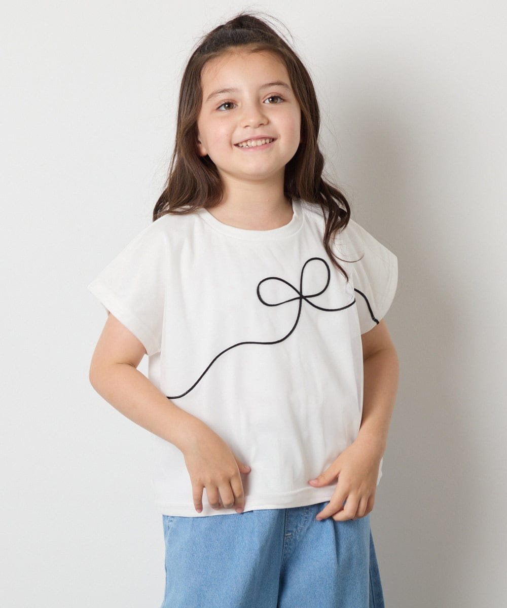 【SALE／10%OFF】a.v.v 【接触冷感/ジメジメ対策】[100-160]リボンテープチュールドッキングTシャツ ア..