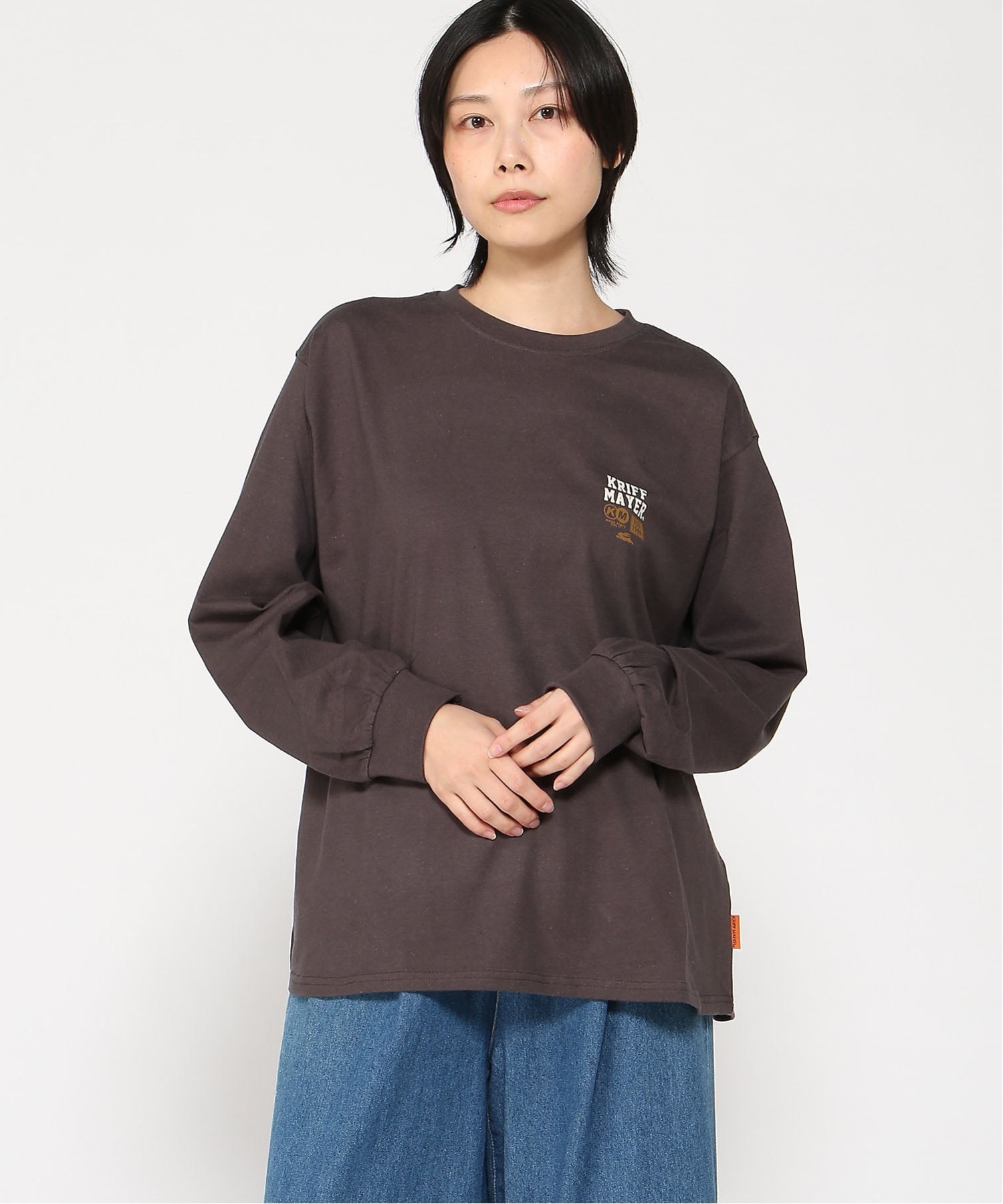 Long-Sleeved - KRIFF MAYER (W)クリフラビットロンT(スタンド) クリフメイヤー トップス カットソー・Tシャツ グレー ホワイト【送料無料】